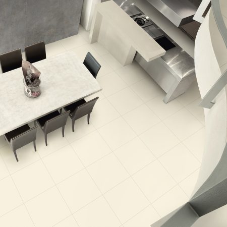 High angle view of modern dining room with dining table